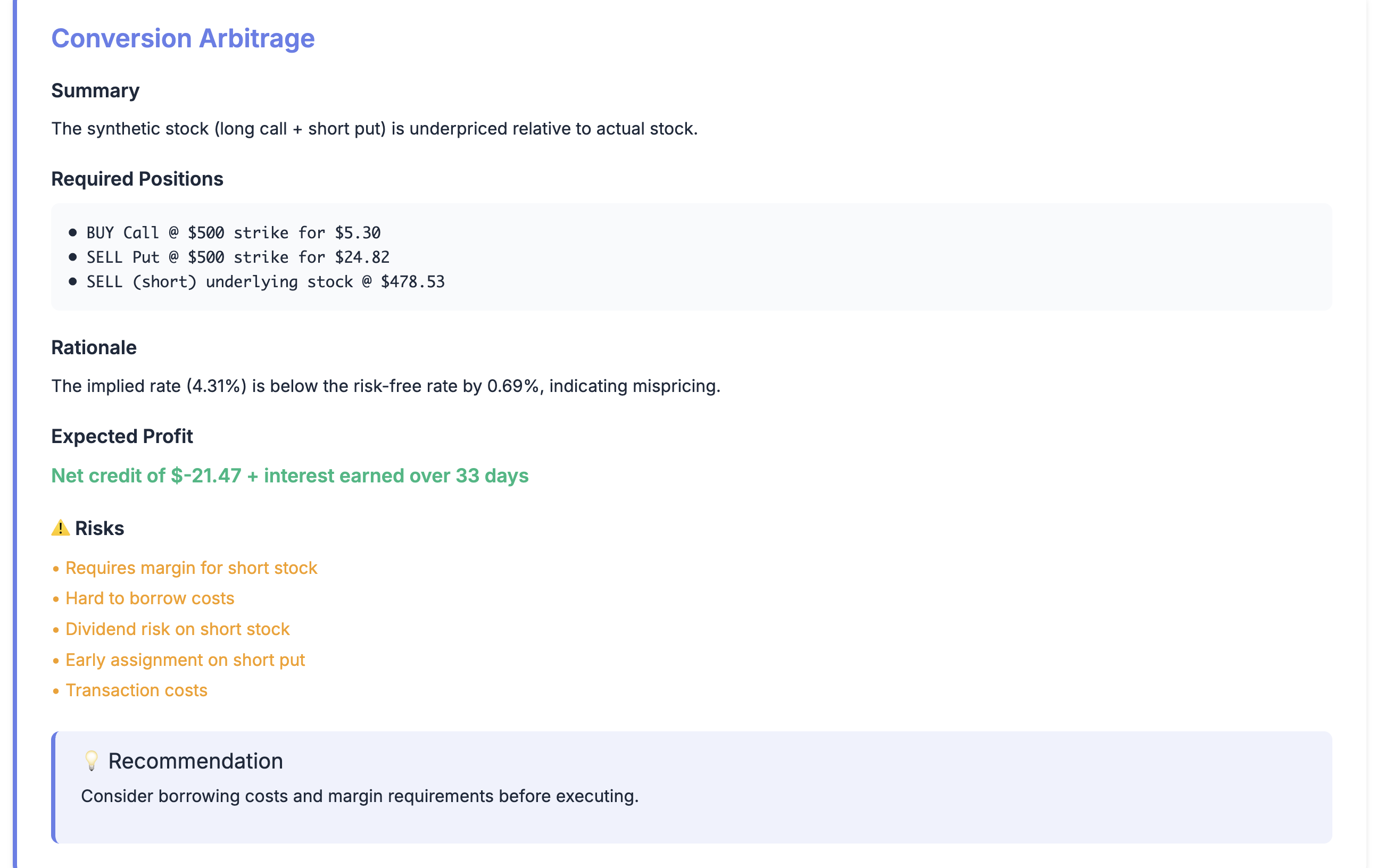 Arbitrage Analysis Detail