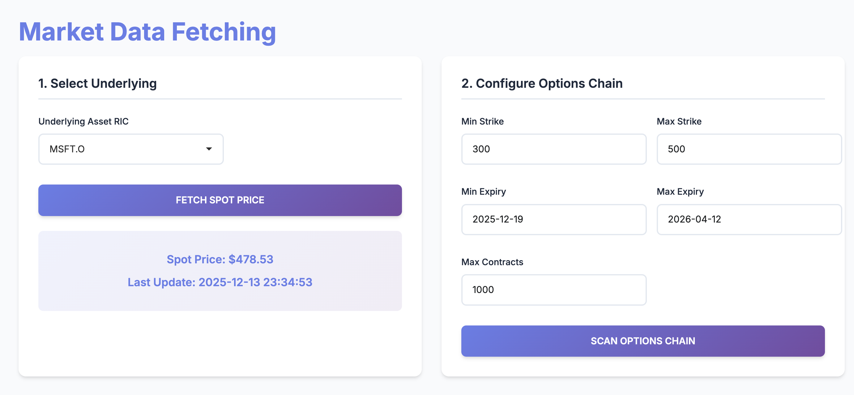 Market Data Fetching UI